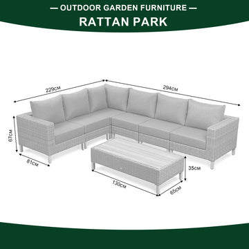 St Lawrence Range large modular  Corner Sofa Set in Round Brown Rattan with Cushions and Teak Wood Table Top(#BG03)